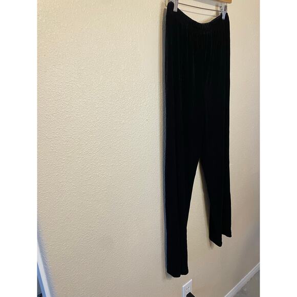 Monroe & Main Whimsy Goth Black Velour Velvet Elastic Waist Straight Leg Pants M - Picture 10 of 10